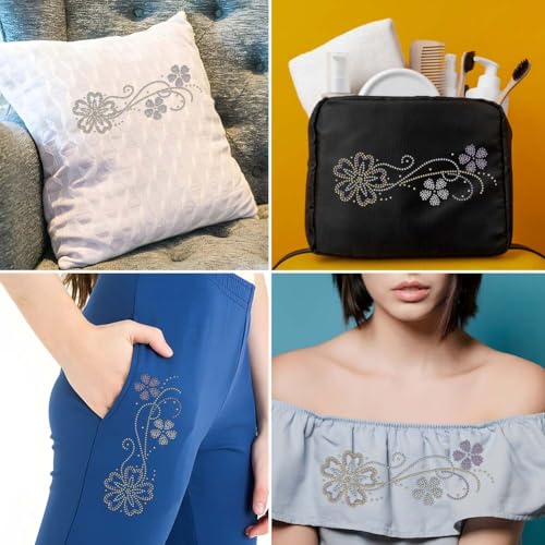 Flores borlas diamantes de imitación verdes para manualidades de ropa DIY 7