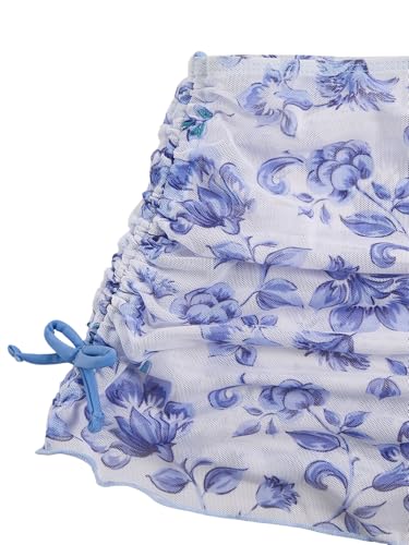 Image of COZYEASE Girls' 3 Piece Set Floral Print Bikini Swimsuit with Drawstring Beach Skirt Cute Ruched Bathing Suit