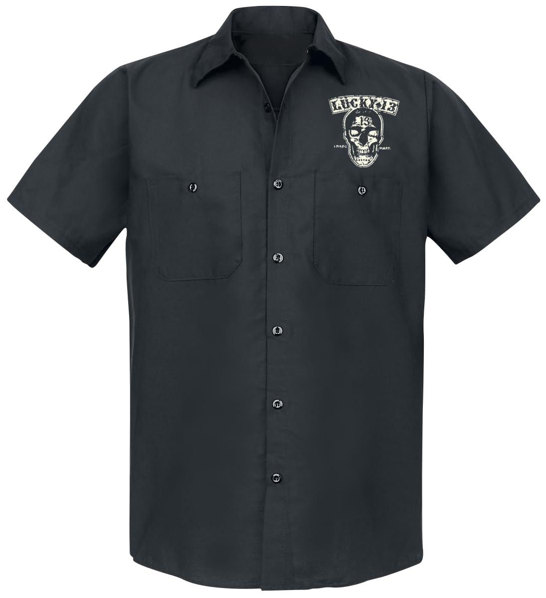 Lucky 13 Dual Chopper Hombre Camisa Manga Corta Negro 65% poliéster, 35% algodón Regular