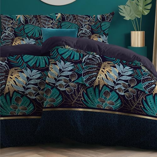 Dreamzie - 2-teiliges Bettwäsche Set 135x200 cm Dschungel-Muster – mit 2...