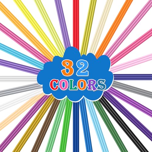 Image of 450 Pcs 3D Pen Printer Filament Refill for Start 3D Pen,32 Colors 2.5mm Thick Low Print Temperature PCL Filament Only Fit for 3Doodler Pens,Each Length 6 Inch