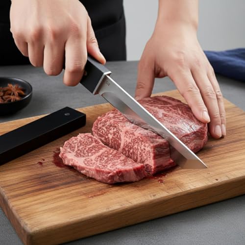 Image of Handcrafted Japanese Utility Knife - High-Carbon Steel Blade with Minimalist Black Handle & Protective Sheath (Pack of 1)