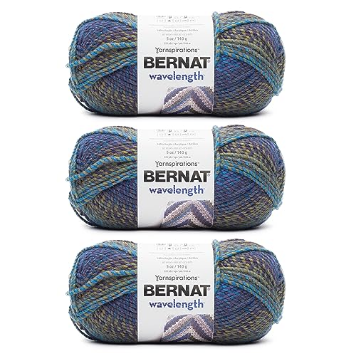 Image of Bernat Wavelength Yarn for Crocheting & Knitting, Violet, 3-Pack | #5 Bulky Yarn, 100% Acrylic, Soft Gradient Crochet Yarn for Hats, Scarves, Blankets & Crafts, 223yds, 140g /5oz per skein