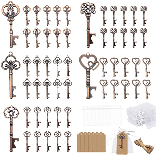 Clave Abrebotellas 50Pcs, Llave Abrebotellas Retro para Decoración de Bolsas de Recuerdos de Boda (Cobre)