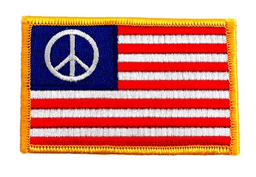 American Flag Peace Sign Embroidered Patch Usa United States Of America Anti-War #TOP23