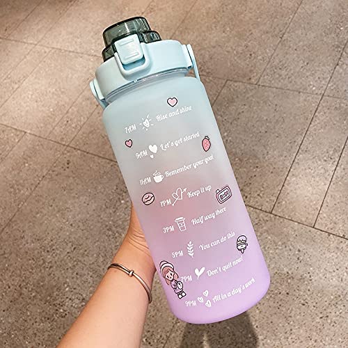 Large 2L Motivational Water Bottle with Time Marker & Straw,Leakproof Tritan BPA Free Water Jug,Ensure You Drink Enough Water Daily for Fitness,Gym and Outdoor Sports