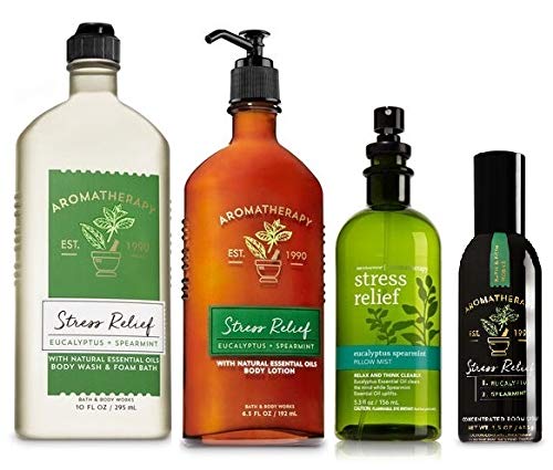 Bath & Body Works Aromatherapy Gift Set Eucalyptus Spearmint Body Lotion ~ Body Wash & Foam Bath ~ Pillow Mist & Concentrated Room Spray