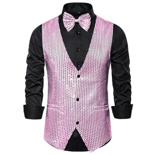 Chaleco de lentejuelas para hombre rosa en talla XS para fiestas