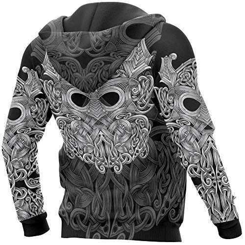 Sweat à capuche zippé imprimé 3D pull Viking ample contre le froid style cool - 3