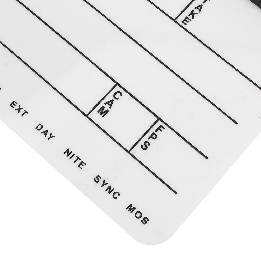 Clapboard in acrilico 30x25 cm, clapboard professionale per registi, lavagna da scrittura con gesso – clapboard azione scrivibile con magnete integrato per la produzione video e la (Lavagna bianca a