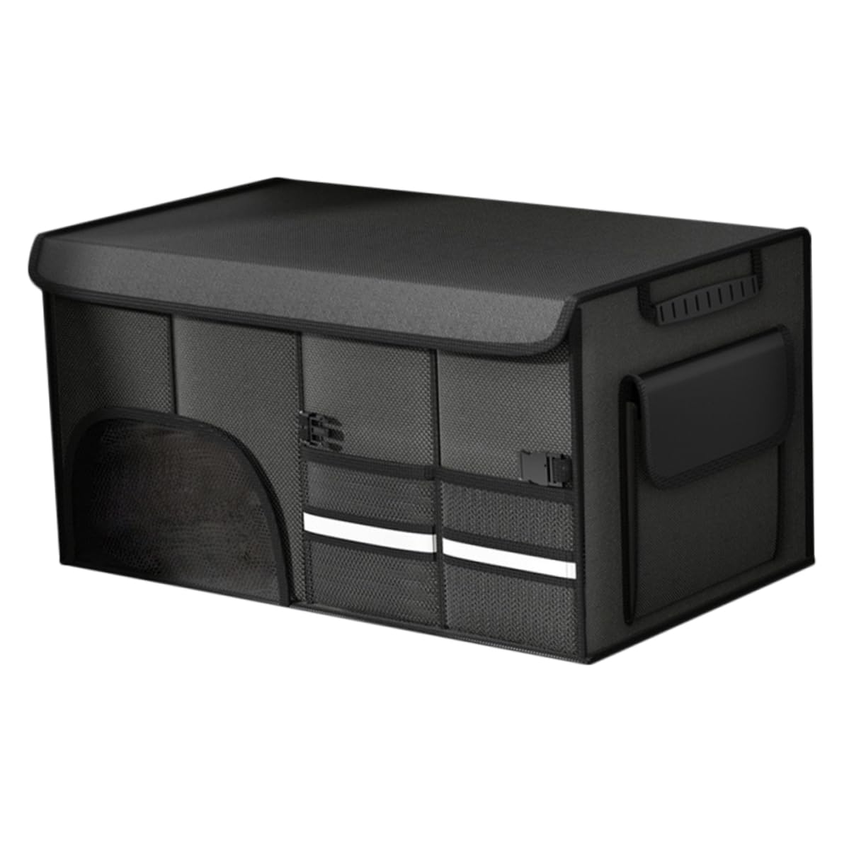 PRETYZOOM Organiseur de Coffre de Voiture Pliable en Toile Oxford, Grosse Capacité, Noir, Pratique pour Camping et Rangement à Maison