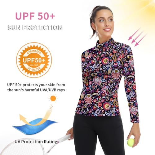 Image of Soneven Women's Sleeveless Golf Top Floral Athletic Golf Wear Moisture Wicking Sleeveless Polo Quick Dry