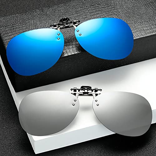 Image of Clip on Flip up Polarized Lens For Prescription Glasses UV Protection Sunglasses (Clear lenses not Polarized)