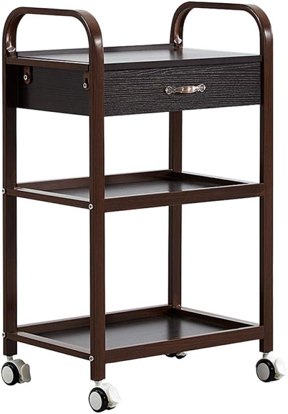 LIULIFE Kitchen Storage Serving Trolley Cupboard With Casters Wheels Kitchen Moving Serving Cart Rolling,Black-Drawer