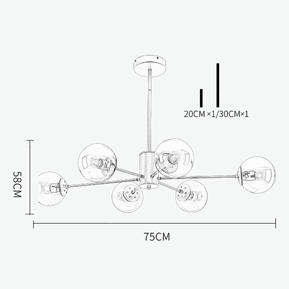 E27 (In Vi Edei) Sputnik Lampadaadario,Ferro Battuto Durante La Luce,Trasparente Vetro Palla Luce Appesa Lampada,Decorativi Plafoniera Luce Dell'isola Lampadaadari-Dorato. 6 testa