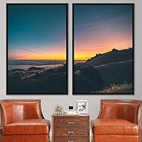 2 Piece Framed Canvas Wall Art Sunset in The Mountains Canvas Prints Home Artwork Decoration for Living Room,Bedroom - 16