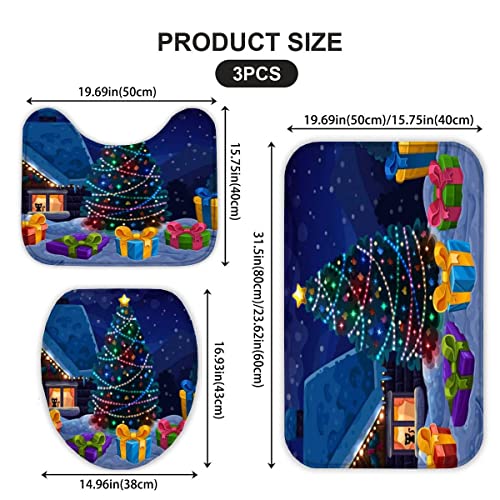 Badematten Set 3D 40x60 Weihnachten absorbierend 3-teiliges Badezimmerteppich-Set maschinenwaschbare weich badteppich… – Bild 3