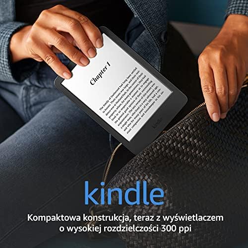 Kindle (2022)  najlżejszy i najbardziej kompaktowy Kindle, teraz z 6-calowym wyświetlaczem o wysokiej rozdzielczości 300 ppi i 2x większą pamięcią | Bez reklam | Czarny