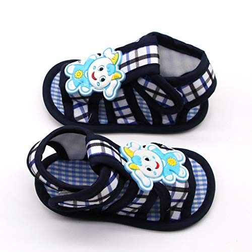 Baby Boy Girl Infant Squeaky Sandals Premium Rubber Sole Closed-Toe Non-Slip Shoes Toddler First Walking4