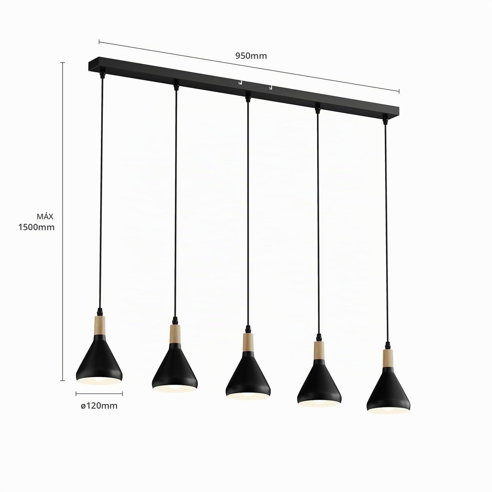 Lindby Lámpara colgante Arina (Moderno) en Negro hecho de Metal e.o. para Salón & Comedor (5 llamas, E14) lámpara techo