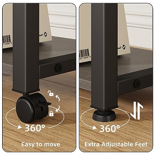 Image of YAOHUOO 22 inchx15 inch Large Printer Stand with Drawer, 3-Tier Rolling Table Cart | Storage Drawer and Side Bag,Height Adjustable Cart,Fit printer /fax /3d /scanner,4 lock wheels or feet,Gray