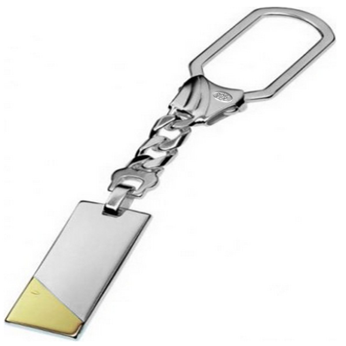 Schlüsselanhänger Palma aus 925 Sterling Silber, teilvergoldet mit Omegaverschluss, 11,5x2,2x5 cm