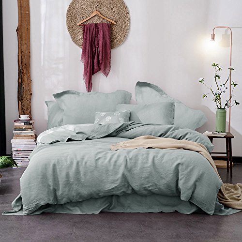 Merryfeel Linen Duvet Cover Set,100% French Linen Duvet Cover Set - Full/Queen Natural