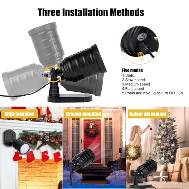 Christmas Snowflake Projector Lights - Outdoor Led Snowfall Show Lights, Waterproof Landscape Decorative Xmas Holiday Party Garden Patio Indoor Home Decoration Show