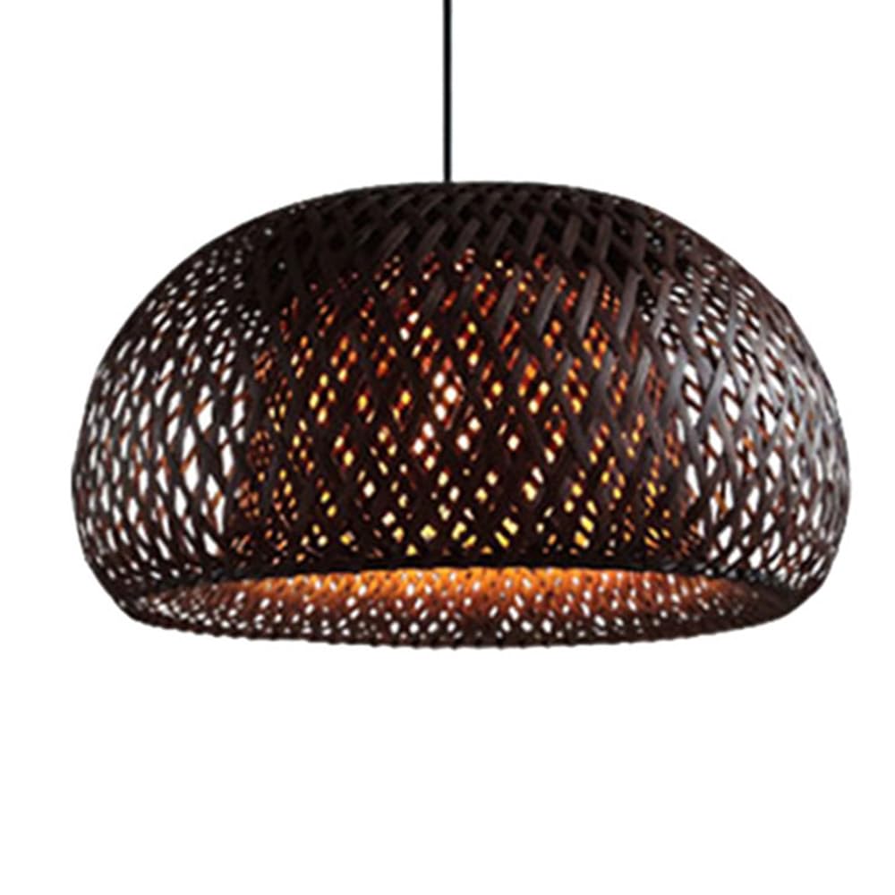TCHAUSGZOZ Retro Zen Brown Bamboo Woven Pendant Light - 60cm Hand-Woven Chandelier for Dining Room, Kitchen, Restaurant, and Bedroom(45cm)