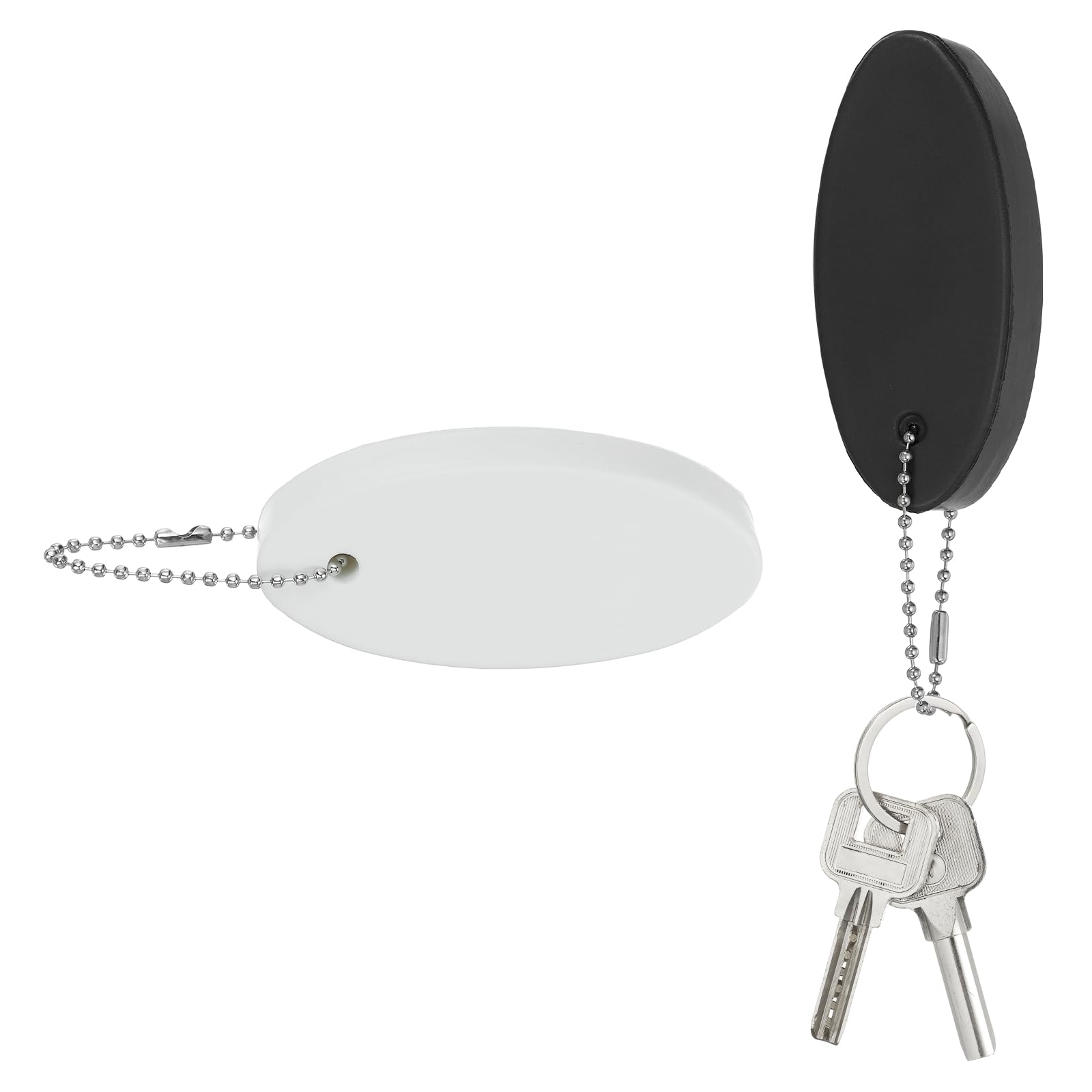 YELARXI Floating Keychain, Bright Color Key Float Keyring Holder Waterproof Float Boat Keys Pendant 2Pcs & White/Black-Fitting For(Boating/Fishing/Swimming/Kayak/Water Sports)
