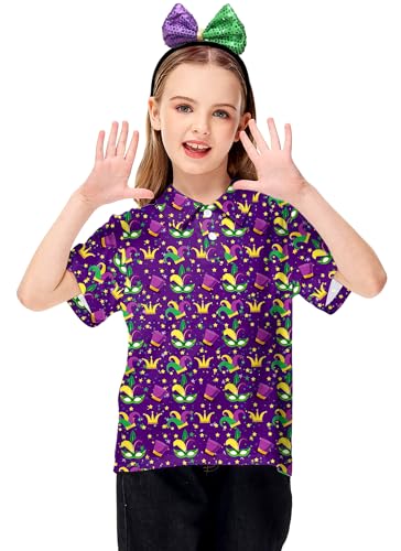 Image of AOBUTE Kids 4th of July Polo American Flag Short Sleeve Button Down Shirts Tops 3-14 Years