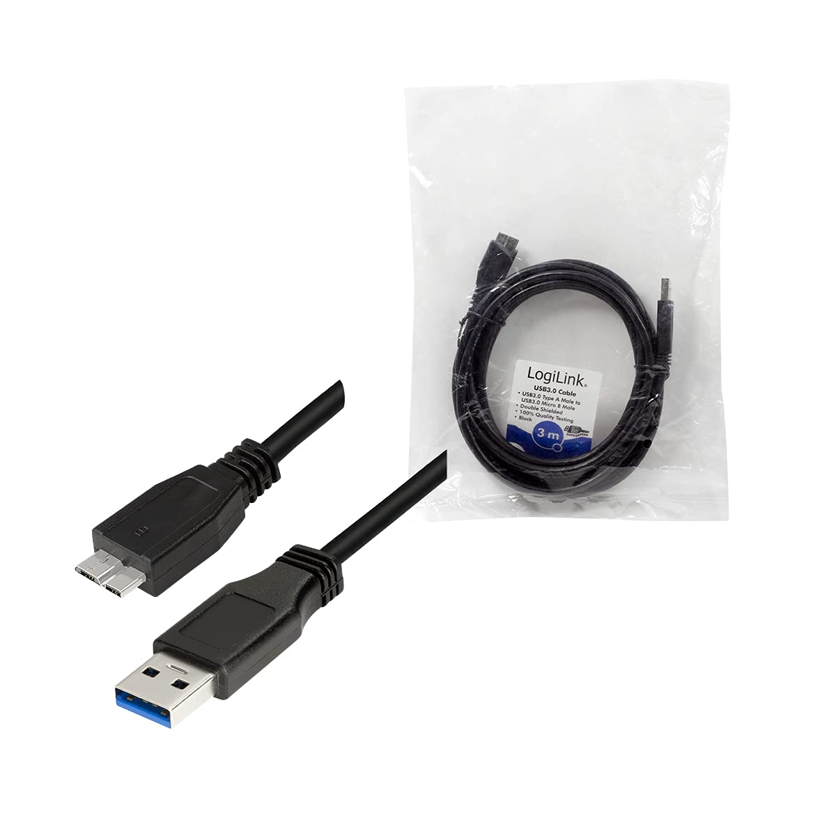 LogiLink CU0028 - Cable USB 3.0, Am a Micro BM, 3 m, Negro