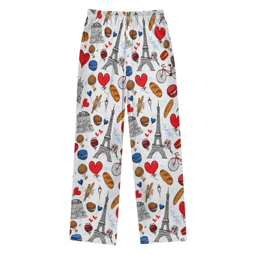 Pajama Pants Lounge Sleep PJ Bottoms Sleepwear Elastic Waist Drawstring S Macaron2