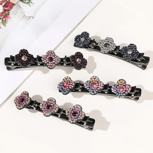 Pinzas para el cabello trenzadas con cristales brillantes 4 piezas miniatura 6