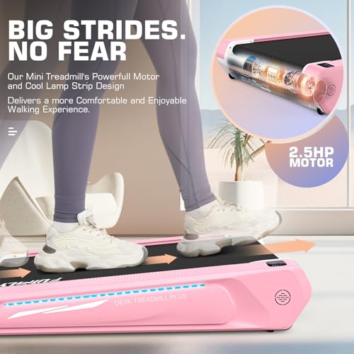 Image of FUNMILY Walking Pad Treadmill with 5% Incline, 2.5HP Smallest Under Desk Treadmill for Home Office, Compact Walking 300lbs Weight Capacity /Remote Control /Lighting Design(Balck Red)