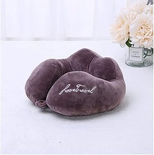 Almohada para el cuello, protector de cuello, almohada en forma de U, coche, avión, almohada de viaje, almohada en forma de U (color: rosa), color: rosa (color: marrón)