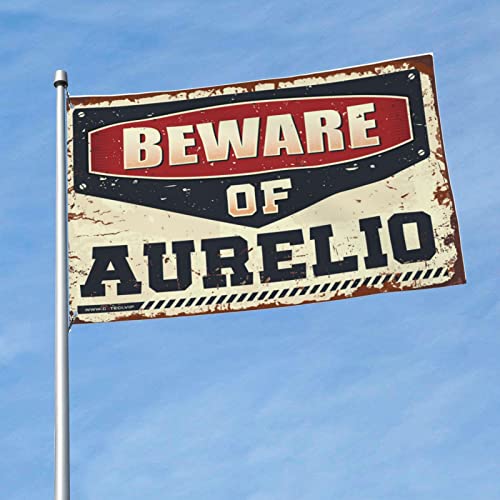 Bar Man Cueva Decor Beware Of Aurelio - Decoración exterior para patio, piscina, accesorios (tamaño: 152 x 244 cm)