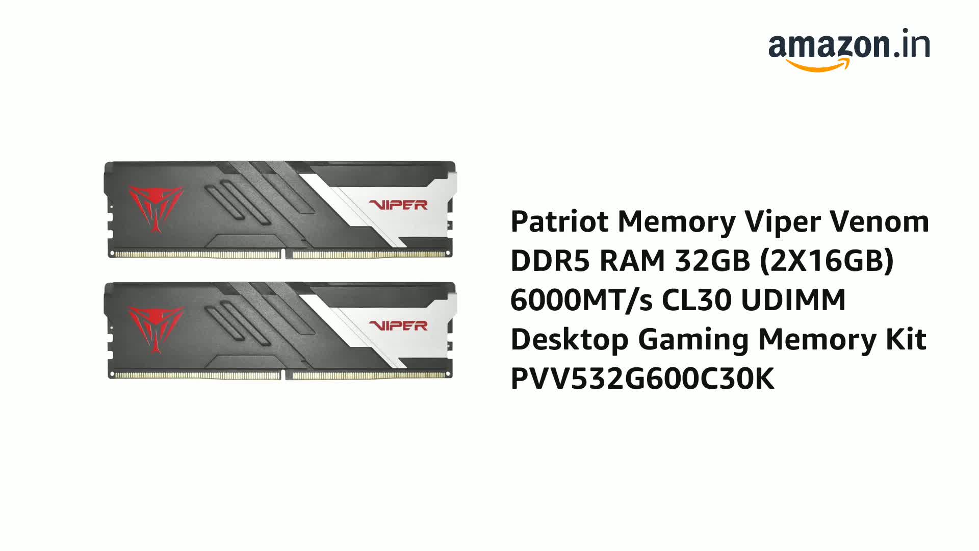 Patriot Memory Viper Venom DDR5 RAM 32GB (2X16GB) 6000MT/s CL30