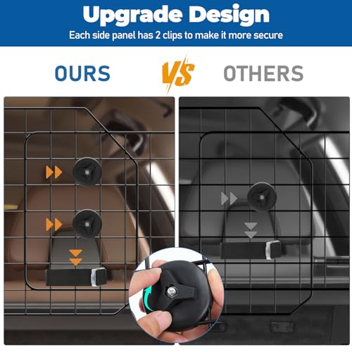 OUSHENG Car Dog Barrier for SUV, Adjustable Pet Divider Gate for Trunk Cargo Area, Universal-Fit Back Seat Heavy-Duty Wire Mesh Dogs Separator Guard Net, Vehicles Safety Travel Accessories - Image 3