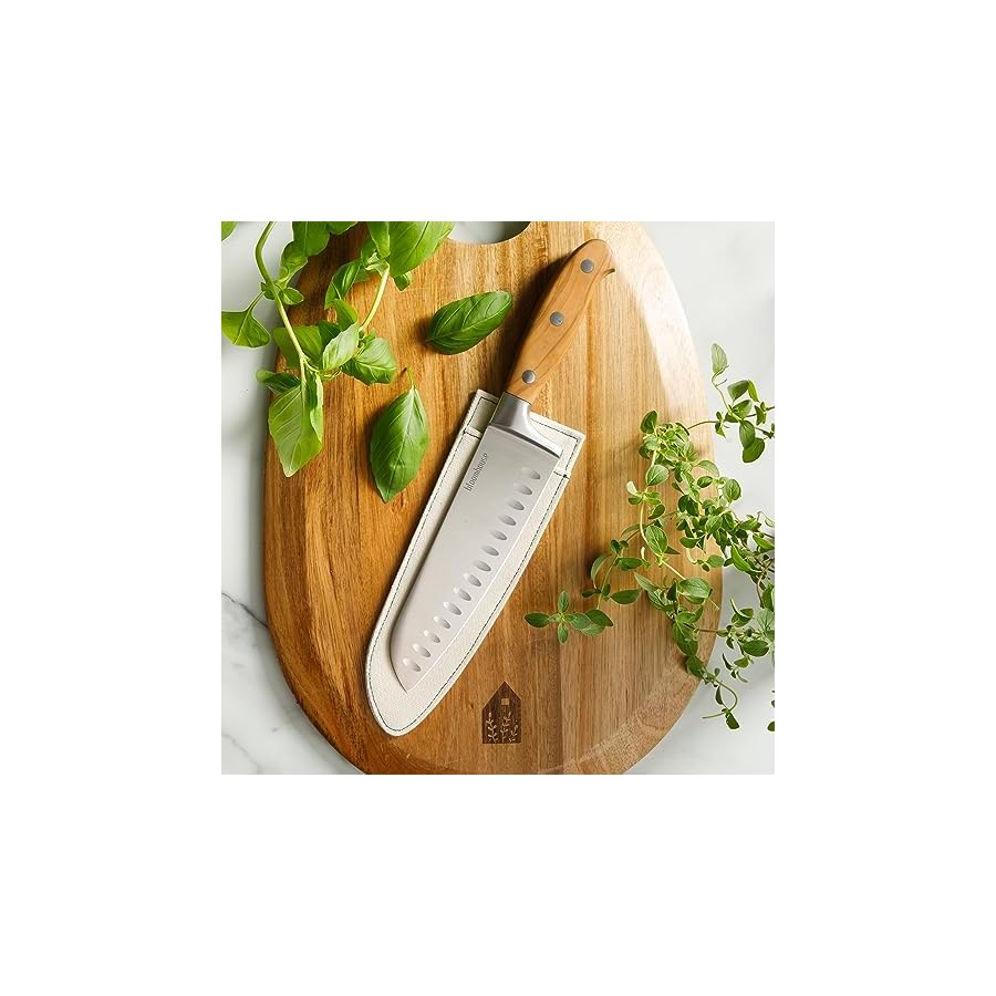 Oprah's Favorite Things - 7 Inch German Steel Santoku Knife W/Italian Olive Wood Forged Handle
