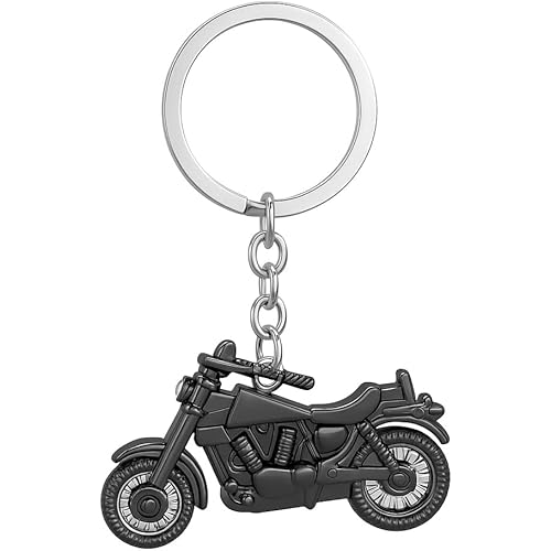 Motorcycle Keychain – Black Motorbike Keychains for Men and Women Bag Charm Backpacks, Cool Key Chains for Car Keys, Gifts for Bikers, Birthday, Christmas, Father’s Day