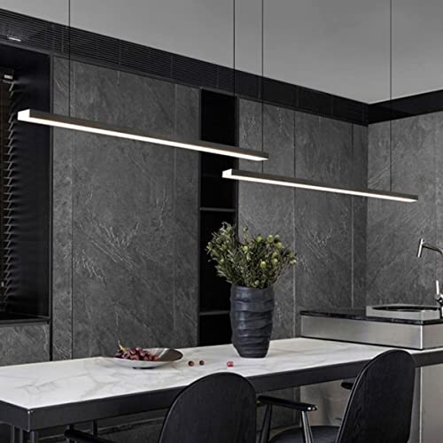 Lampada a Sospensione da Tavolo da Pranzo a LED dal Design Minimalista con Telecomando Lampada a Sospensione dal Design lineare Moderno Lampadario da Ufficio Regolabile in Altezza