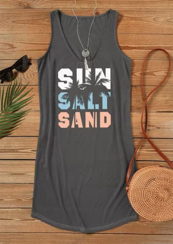 Image of Live Simple Coconut Tree Sleeveless Dress Sunshine Sand Beach Women's Summer Casual V Neck Mini Dress