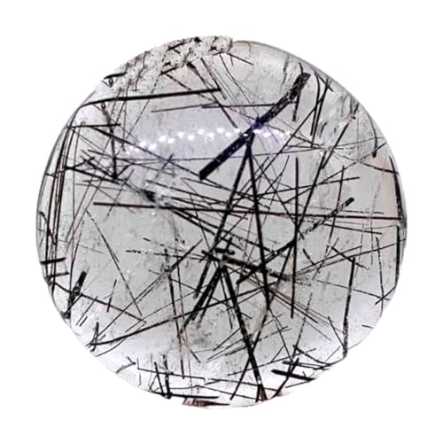 Quartz rutile noir cabochon rond 24mm pour création de bijoux DIY