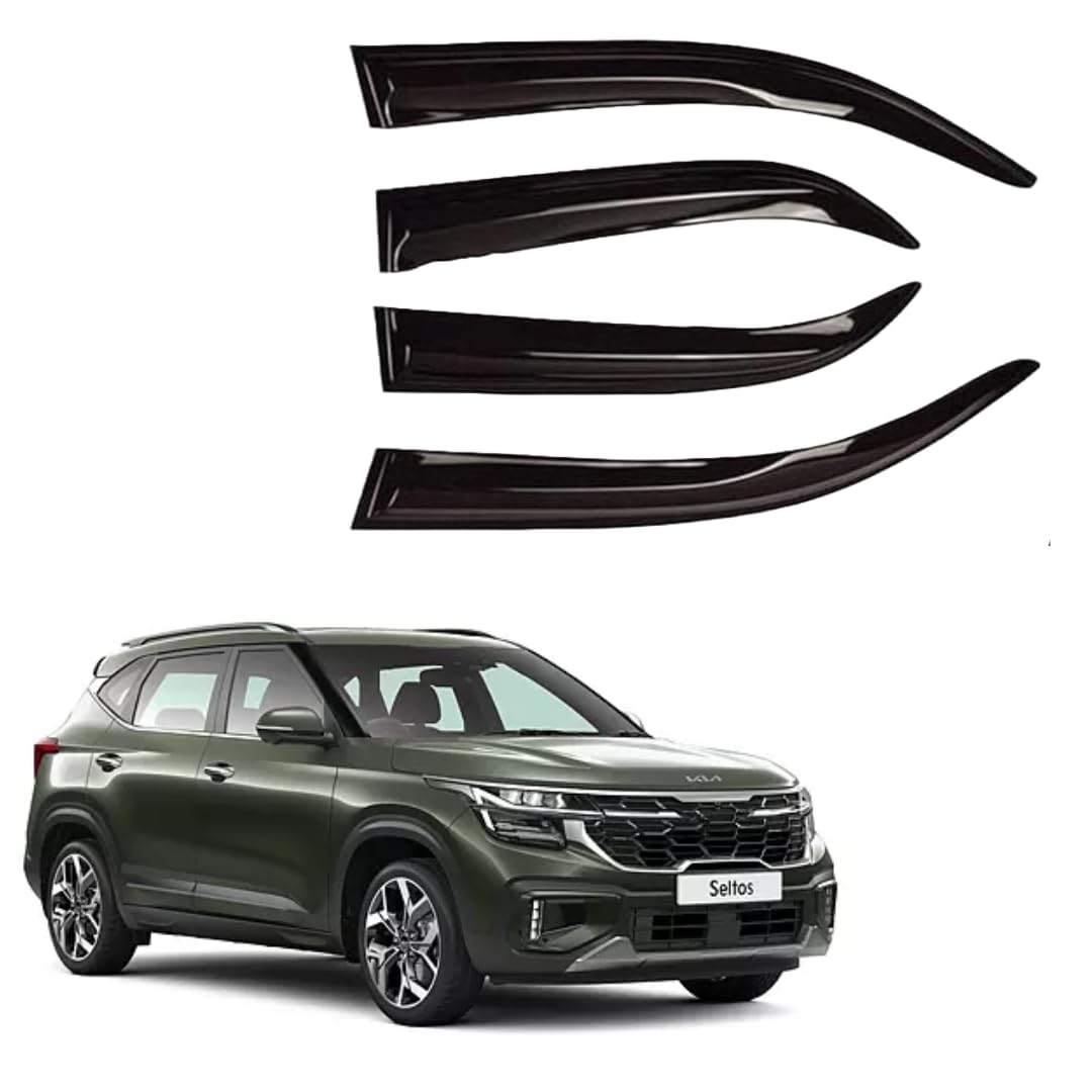 Auto Royal Unbreakable Car Window Door Visor/Rain Guard/Wind Deflector Compatible for (Kia Seltos 2024)