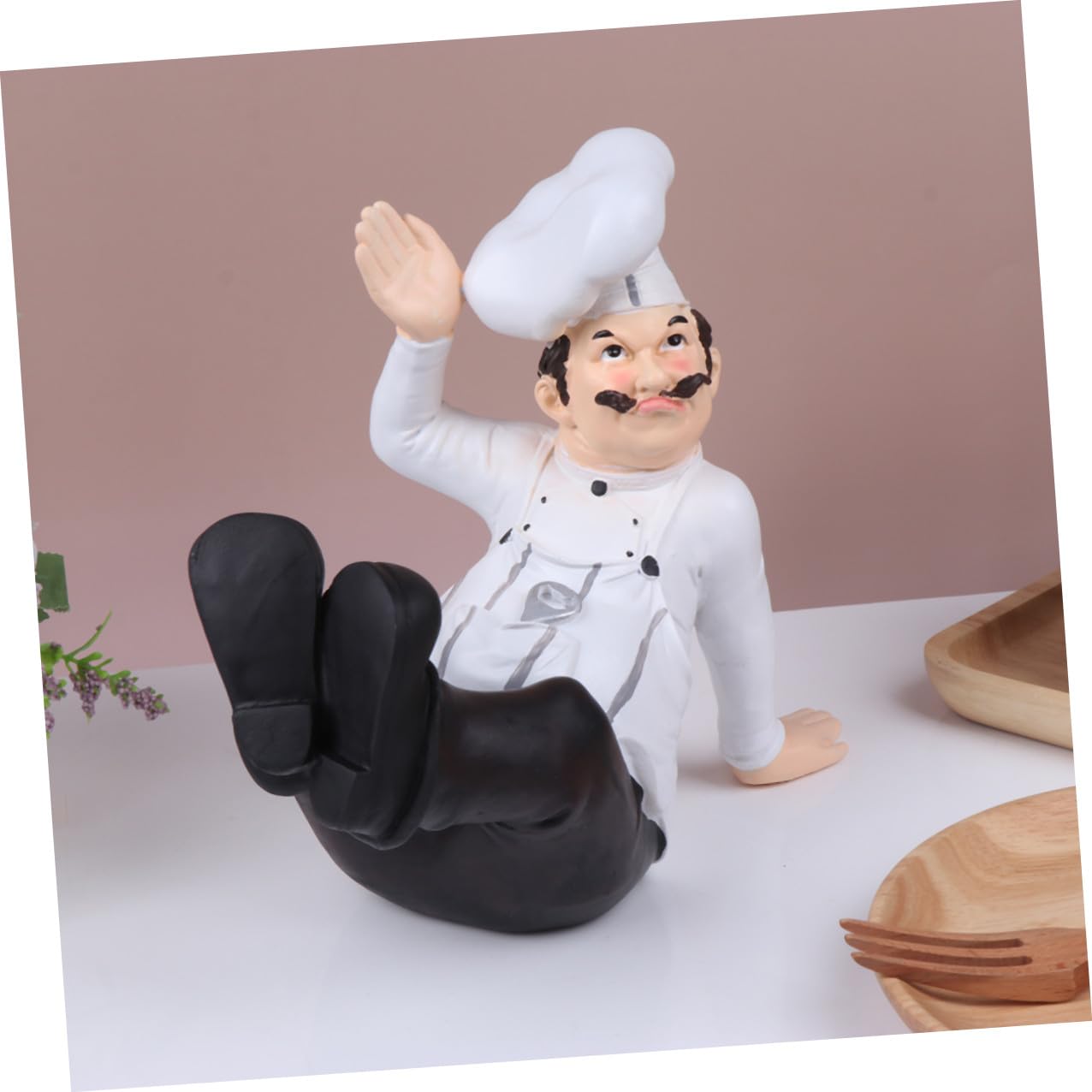 Statuetta Chef in Resina Europea Mini Scultura Decorativa da Cucina per Bar e Ristorante Chef Stabile per Tavolo e Casa Regalo per Amanti della Cucina