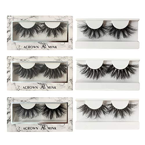 ALICROWN 25mm Mink 3D Lashes Long Volume Mink Eyelashes False Strip Eyelashes 3 Pack