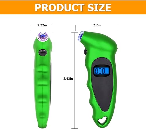 Miniatura 2 de Medidor digital de presión de neumáticos, 150 PSI, 4 ajustes, lector de medidor de neumáticos de automóvil, LCD retroiluminado y herramienta de