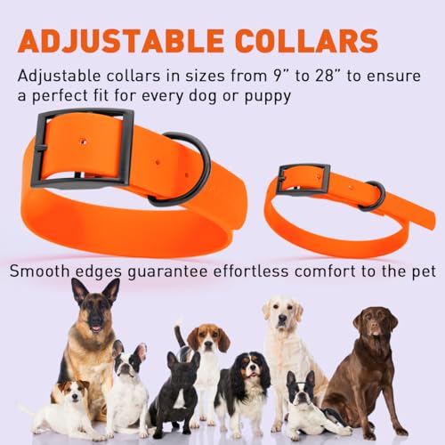 Image of Dogline Biothane Waterproof Dog Collar Strong Coated Nylon Webbing with Black Hardware Odor- Proof for Easy Care Easy to Clean High Performance Fits Small Medium or Large Dogs, Hunter Orange