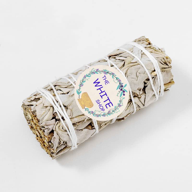 THE WHITE SHOP White Sage Bundle - Sage Smudge Stick for Home Cleansing Incense Meditation and California Smudge Sticks Rituals (4 Inch) (1)